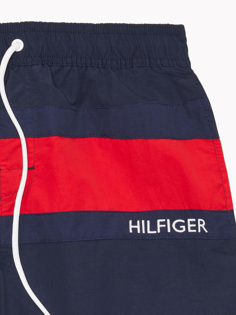 Férfi Tommy Hilfiger Essential flag swim trunk Úszóruhák Sötétkék | HU 879KOR